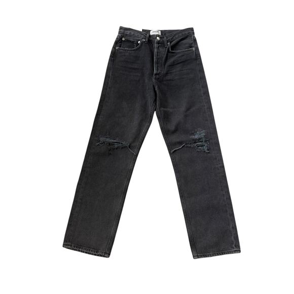 NEW AGOLDE 90s Mid Rise Loose Fit Jean Smokestack Distressed Black - Picture 2 of 12